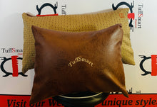 Load image into Gallery viewer, Brown Leather Back Couture Pillow
