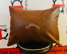 Load image into Gallery viewer, Brown Leather Back Couture Pillow
